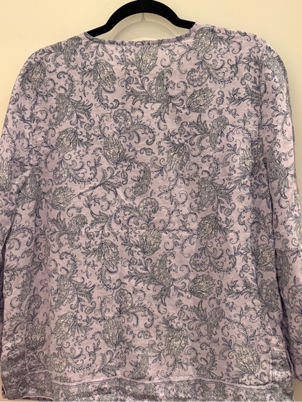 J. Jill Lavender Paisley V-Neck Tunic Shirt Size M 100% Linen Summer Resortwear - Picture 7 of 7